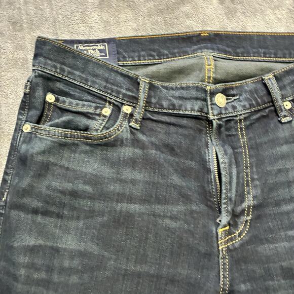Abercrombie & Fitch Jeans Men’s 34x34 Blue Langdon Slim Stretch Distressed - Picture 3 of 13